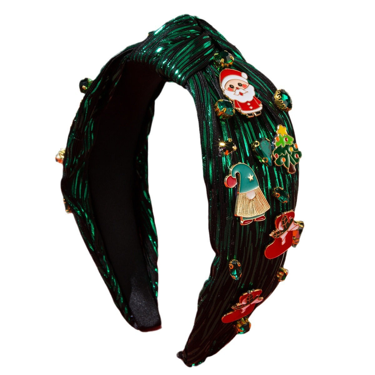 Wholesale Printed Colorful Fabric Studded with Diamonds Santa Claus Fashion Hair Accessories